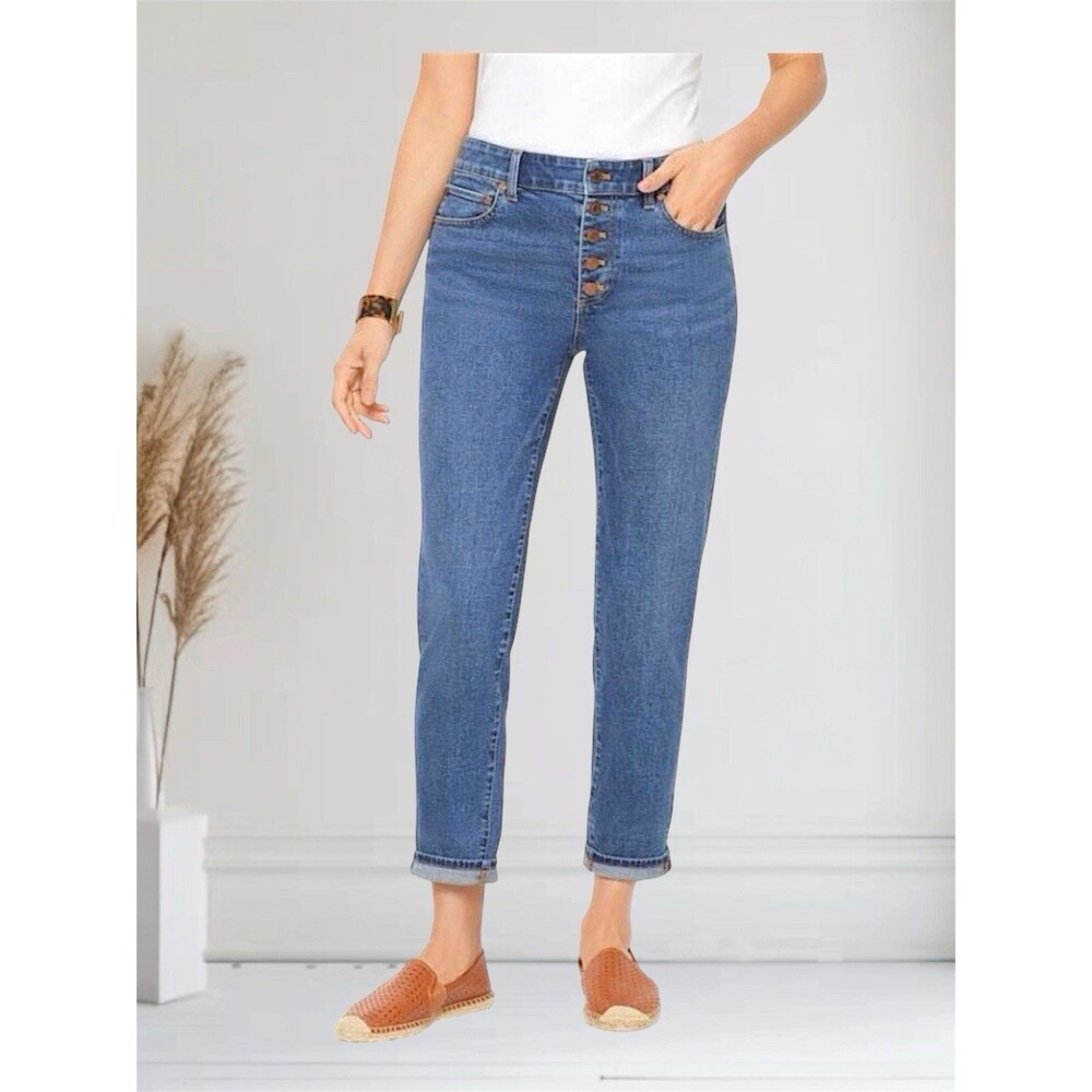 Talbots Everyday Relaxed Ankle Stretch Jeans Women’s Sz 12 Buttonfly High Rise